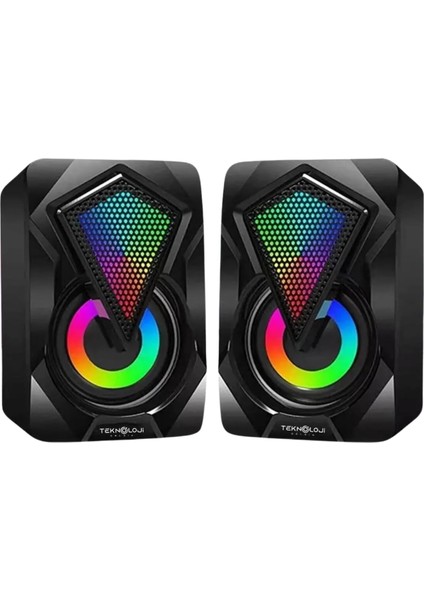 Hoparlörü LED Işıklı Rgb Laptop Pc Uyumlu 1+1 Speaker