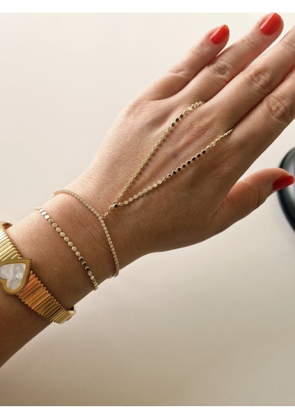 Nokta Zincir Model Zirkon Taşlı Zarif Gold Şahmeran