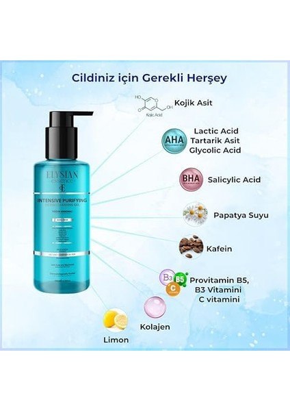 Elysian Essence Yoğun Arındırıcı Detoks Yüz Temizleme Jeli - Sivilce ve Siyah Nokta Karşıtı - Aha Bha - Kojik Asit 200 ml fiyatları