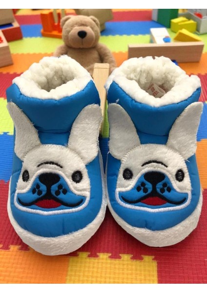 Erkek Çocuk Hayvanlı Kışlık Yumuşacık Içi Yünlü Mavi Ev Pandufu fiyatları