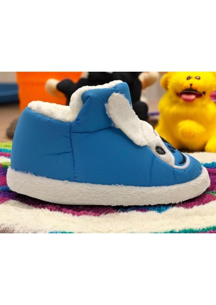 Erkek Çocuk Hayvanlı Kışlık Yumuşacık Içi Yünlü Mavi Ev Pandufu modelleri