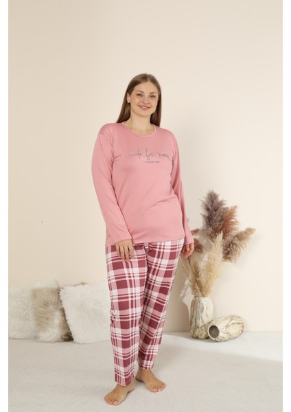 Sandy Soft Termal Kumaş Büyük Beden Kışlık Kadın Pijama Takımı 8050