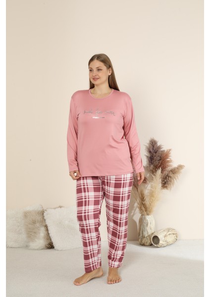 Sandy Soft Termal Kumaş Büyük Beden Kışlık Kadın Pijama Takımı 8050 fiyatları