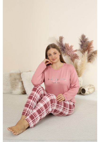 Sandy Soft Termal Kumaş Büyük Beden Kışlık Kadın Pijama Takımı 8050 modelleri