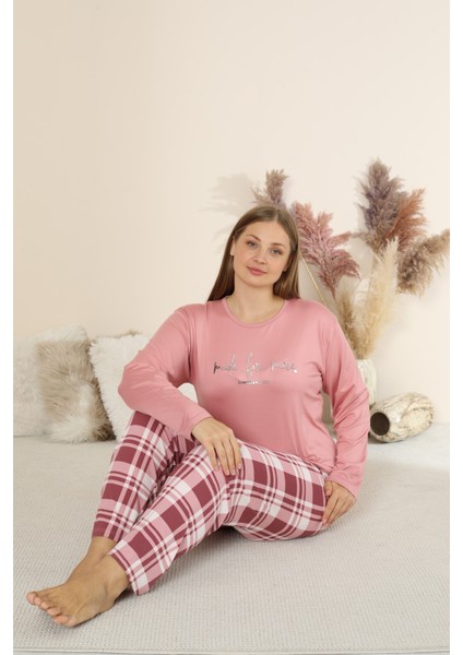 Sandy Soft Termal Kumaş Büyük Beden Kışlık Kadın Pijama Takımı 8050 fırsatları