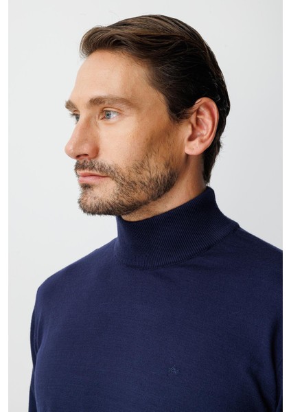 Lacivert Standart Fit Dar Kalıp Yarım Balıkçı Düz Triko fırsatları