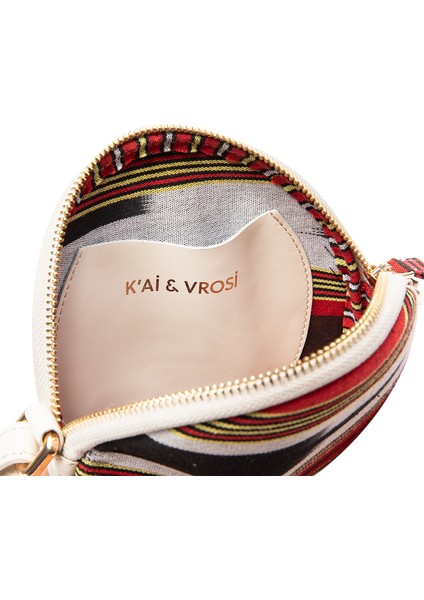 Çona Maxi - Kalın Çizgili Bej Deri Yuvarlak Çanta indirimleri