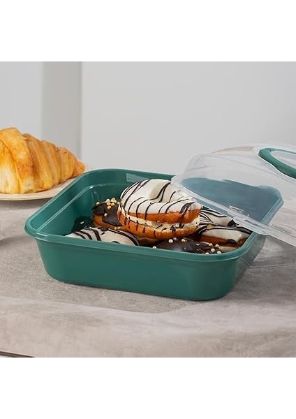 1095 Yeşil Pasta Kek Börek Kabı - Taşıma Çantası - Kilitli Fanus indirimleri