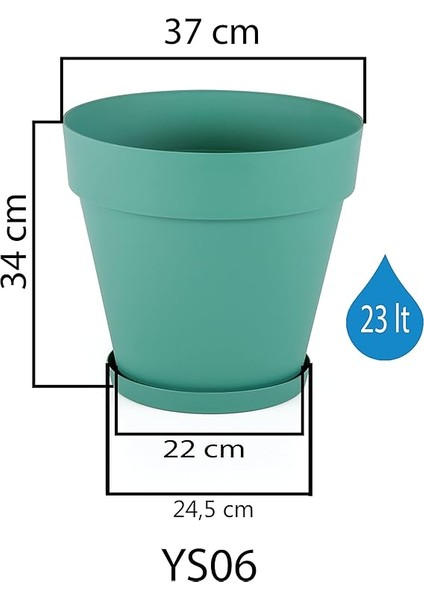 YS06 Yalı Saksı Drenaj Aparatlı Tabaklı Dekoratif Saksı 37CM, 23 Litre Mocha fiyatları