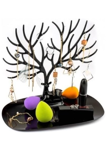 Tasarımlı Takı, Yüzük ve Kolye Organizeri, Mücevher Sergileme (Siyah)