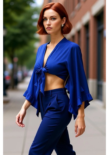 Moda V Yaka Dokuma Fit Düz Desen Plaj Crop Truvakar Kol Kol Bluz fırsatları