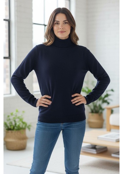 Uzun Kollu Lacivert Balıkçı Yaka Kazak (Unisex) fiyatları