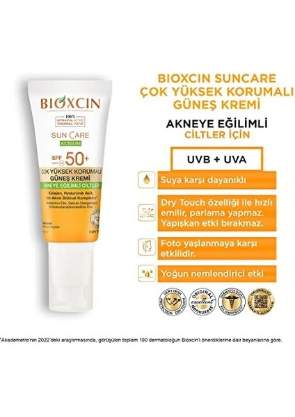 Bioxcin Sun Care Akneye Eğilimli Ciltler Için Güneş Kremi 50 Spf - Akne, Dry Touch, Mat 50 ml