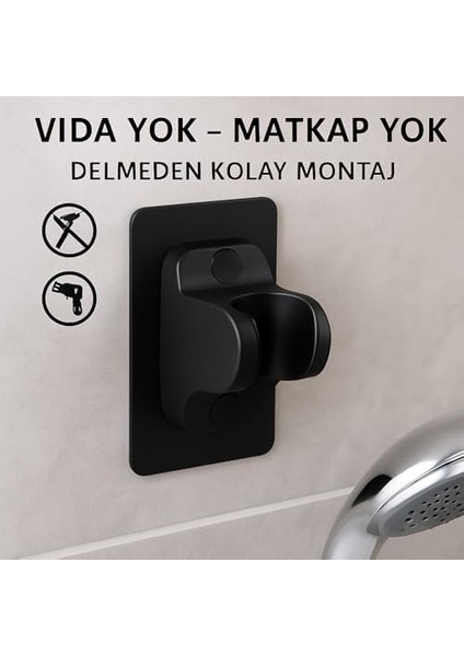 Yapışkanlı Lüks Duş Askısı – Siyah Renk | Vidalama Gerektirmez | Suya Dayanıklı | Pratik Montaj | Tüm Duvarlarıyla Uyumlu modelleri