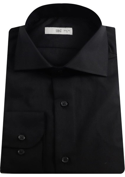 Siyah Slim Fit Uzun Kol Gömlek