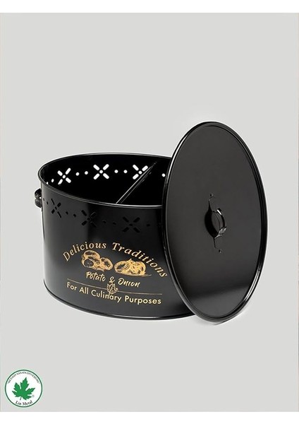 Metal Büyük Boy Bölmeli Lüx Patates Soğan Kovası Siyah Renk fırsatları