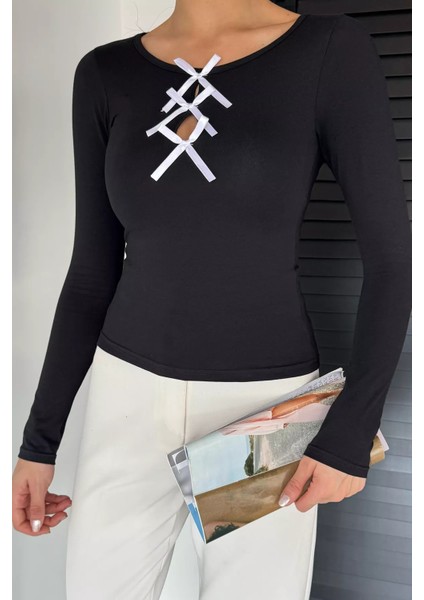 Önü Fiyonk Detaylı Uzun Kol Kadın Body Bluz P-00018941 modelleri