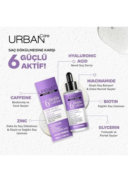 Urban Care Expert No.6 Biotin Caffeine Dökülme Karşıtı Saç Bakım Serumu, 50 Mililitre, Vegan fiyatları