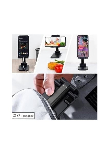 Siyah Aynalı Cep Telefonu Sabitleyici Katlanabilir Ayarlanabilir Telefon fiyatları
