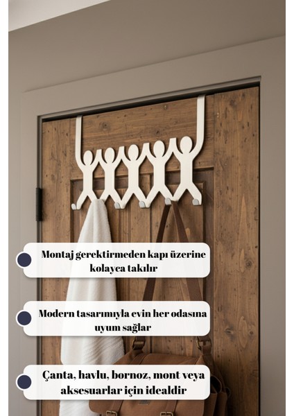 Metal Kapı Arkası Askı Insan Figürlü Çok Amaçlı Dekoratif Askılık 6 Kancalı Havluluk fiyatları
