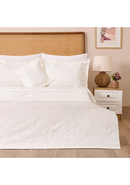 43173 Jakar Dokuma 4 Parça Yatak Örtüsü Seti - Krem