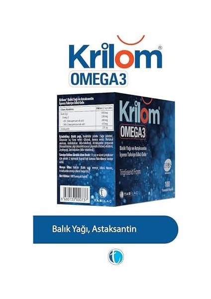 Krilom Omega 3 100 Kapsül Balık Yağı ve Astaksatin Ekstresi fiyatları