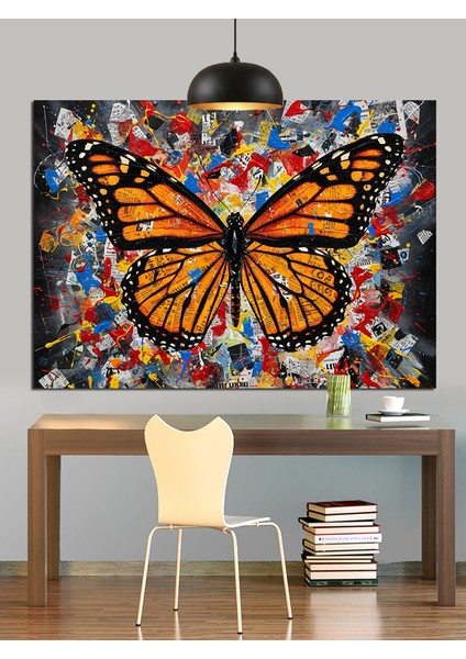 Parlak Renkli Desenli Kelebek Dekoratif Kanvas - Mdf Ahşap Tablo modelleri