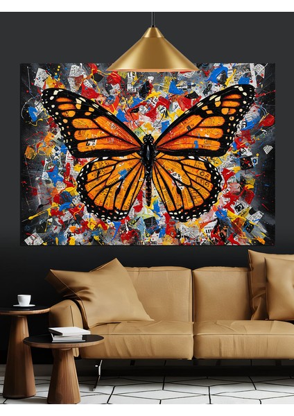 Parlak Renkli Desenli Kelebek Dekoratif Kanvas - Mdf Ahşap Tablo indirimleri