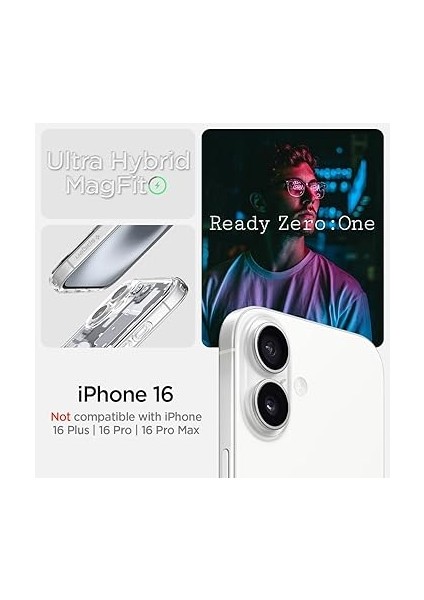 iPhone 16 ile Uyumlu Ince Magsafe Kılıf Ultra Hybrid Sararma Karşıtı Duraclear Hava Kanalı Teknolojisi Askeri Sınıf Koruma Magfit Zero One White Tasarım Kapak - ACS08209 fiyatları