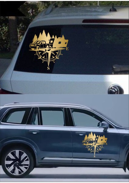 Pusula ve Karavan Sticker, Kamp Kampçı Doğa, Araba Oto Pickup Karavan Sticker 02518 fiyatları