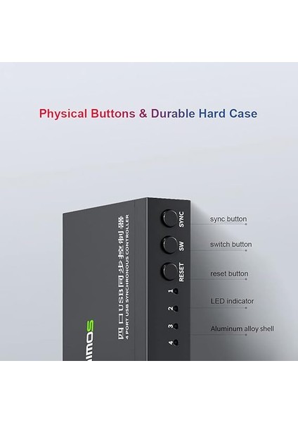 Bağlantı Noktalı USB Senkronizatör USB Klavye Fare Senkron Denetleyici Alüminyum Alaşımlı Kvm Switcher Geniş Uyumluluk Siyah modelleri