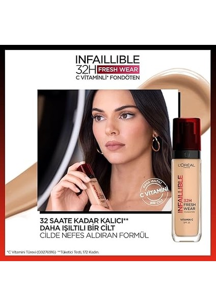Parıs Infaillible 32H Fresh Wear C Vitaminli Fondöten - 220 Sable Sand 30 ml modelleri