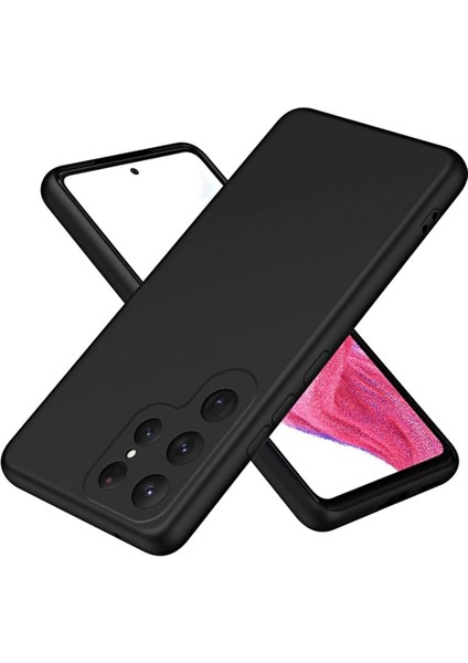 Aksesuar S25 Ultra ile Uyumlu First Silikon Kılıf Yapılı Tam Koruma Sağlayan Kamera Korumalı Kılıf (Siyah)