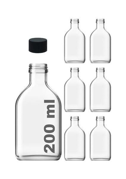 200 cc Kapaklı Cold Şişesi 200 ml Yassı Soğuk Kahve Cam Şişe 6 Adet (Siyah (Plastik)) modelleri