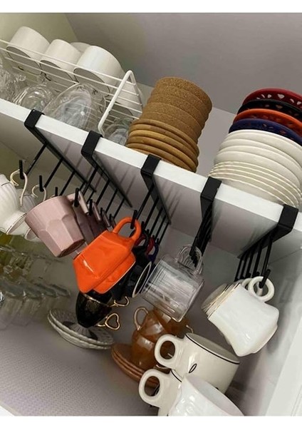 Dolap Içi Fincan Bardak Askısı Kupa Askısı Geçmeli Raf Altı Askı - Siyah modelleri