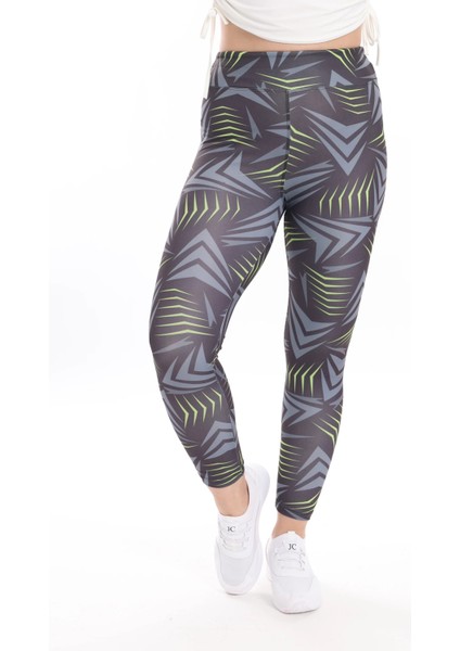 Kadın Beli Lastikli Dijital Baskılı Toparlayıcı Tayt