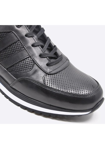 Hakiki Deri Siyah Sneaker Erkek Ayakkabı 9832 100