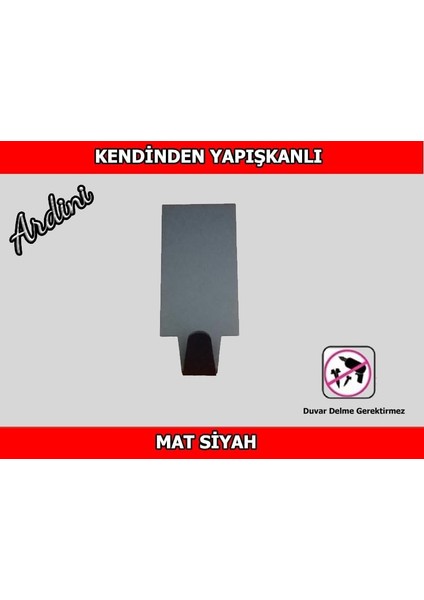 Kendinden Yapışkanlı 4 Lü Paket Dikdörtgen Mat Siyah Bornoz Havlu Askısı