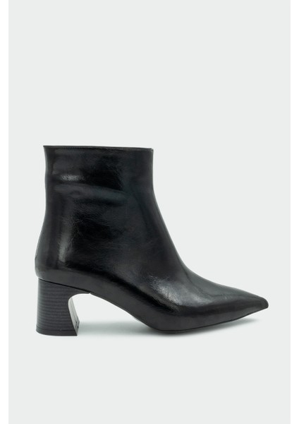 Osper Siyah Sivri Burun Fermuarlı Kadın Bot