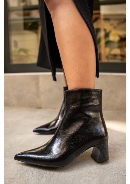 Osper Siyah Sivri Burun Fermuarlı Kadın Bot fiyatları