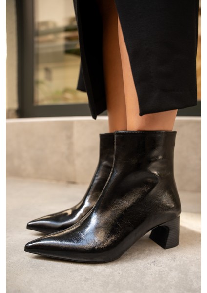 Osper Siyah Sivri Burun Fermuarlı Kadın Bot modelleri