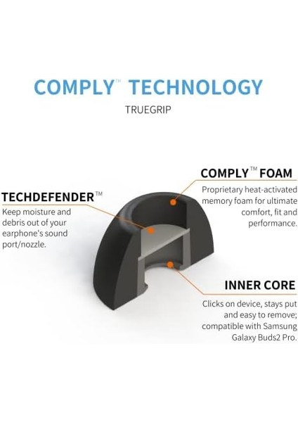 Comply Galaxy Buds2 Pro Için Tasarlanmış Köpük Kulak Uçları | Üstün Konfor | Sarsılmaz Kesim | Küçük, 3 Çift, Siyah fiyatları