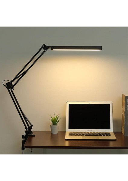 LED Klipsli Masa Lambası - Göz Bakımı 3 Işık Modu x 10 Parlaklık Seviyeleri Masa Lambası - Siyah