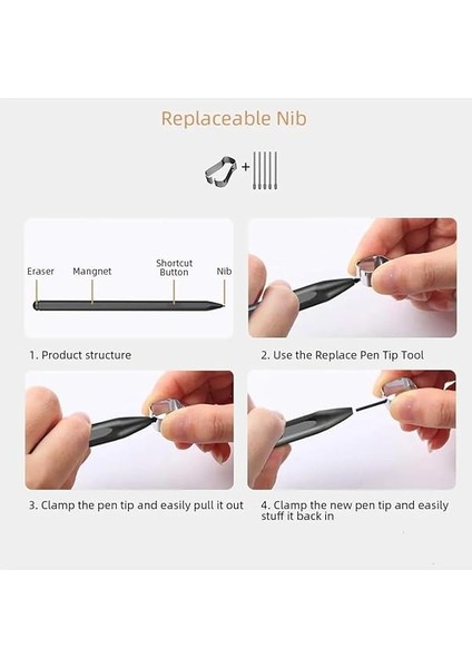 Samsung ile Uyumlu Galaxy Tab S10 Plus X820 Kalem Uçları, 5'li Paket, Siyah Spen Kalem Ucu indirimleri