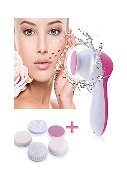 Pilli Yüz Cilt Temizleme Cihazı Siyah Nokta Peeling Fırça Seti Vücut Yüz Bakımı 5 In 1 Masaj Aleti