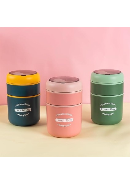 66720 Yemek Termosu Çelik Yemek Termosu Lunch Box Taşınabilir Yemek Kabı Termos 710ML - Sarı