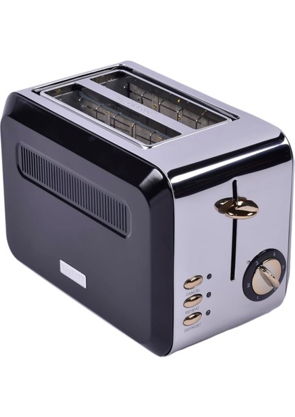 Gem Titan 2 Dilim Ekmek Kızartma Makinesi – 980 W, Paslanmaz Çelik Gövde | Siyah Gümüş