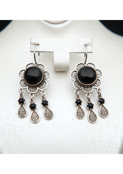 925 Ayar Gümüş Oltu Taşı Kadın Küpe SKÜ00044 fırsatları