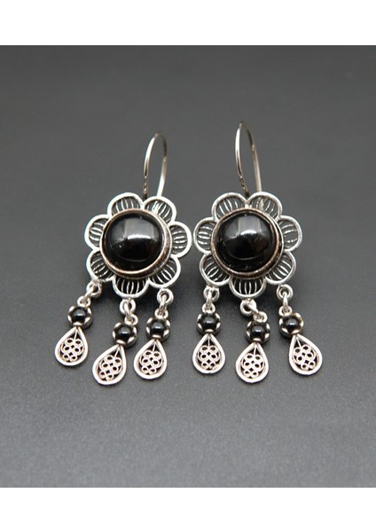 925 Ayar Gümüş Oltu Taşı Kadın Küpe SKÜ00044 indirimleri