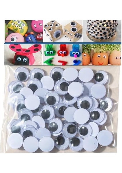 Göz Siyah 8 mm 50 Li 1 Paket Oynayan Göz 8mm Hobi Tasarım Anasınıfı Kreş Etkinlik Elişi